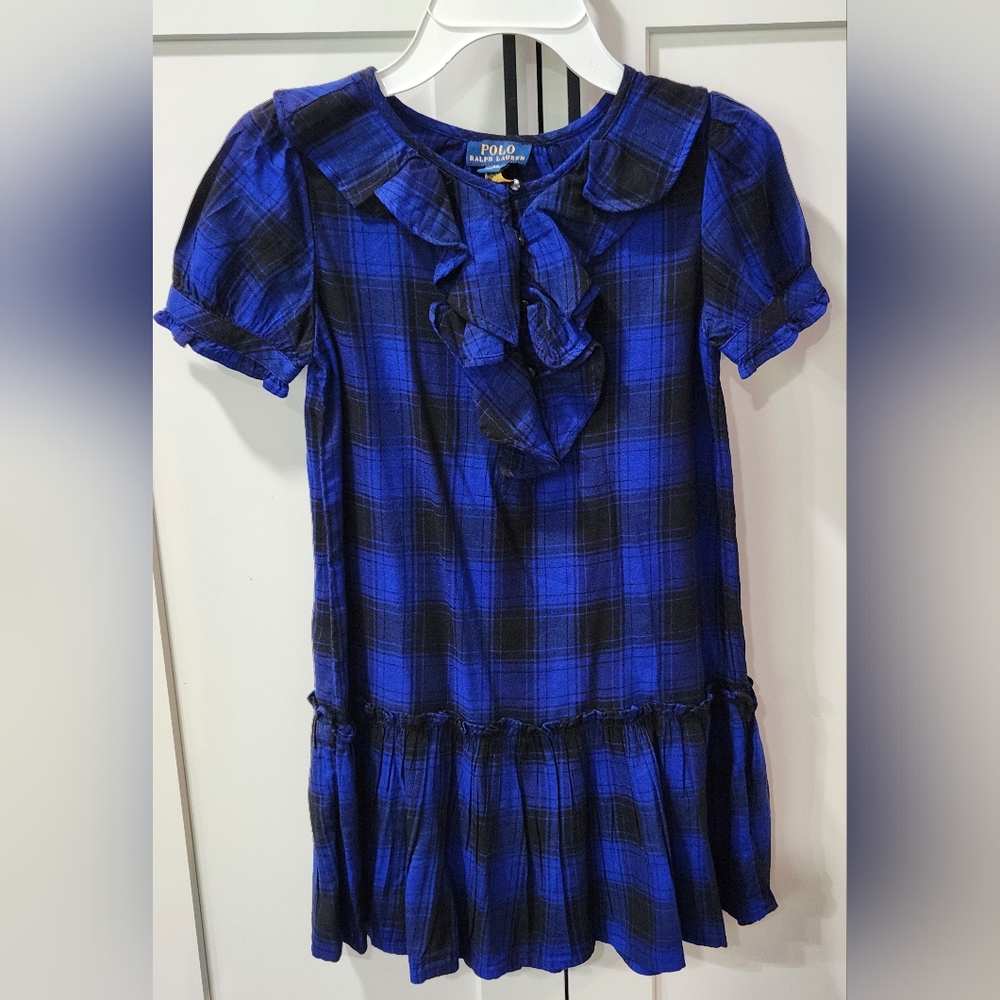 Polo Ralph Lauren Blue and Black Plaid Kids Dress